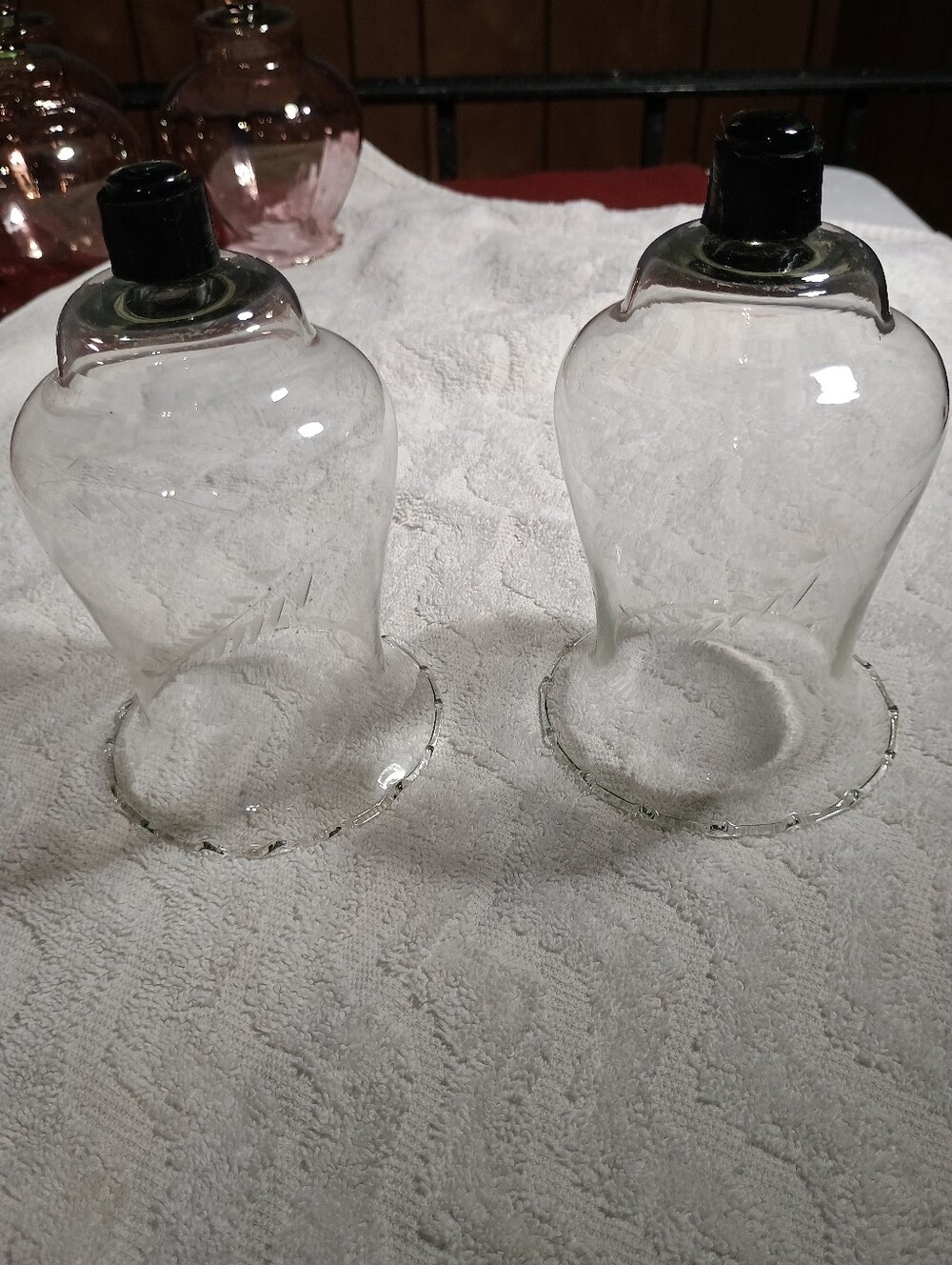 2 Vintage Homco Home Interiors Wheat Etched Fluted Votive Globes